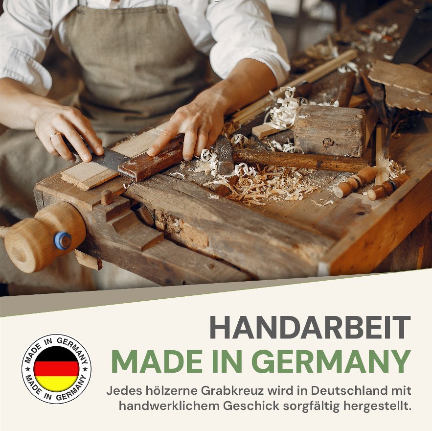 Fertigung des Urnenkreuzes von Hand in der Werkstatt